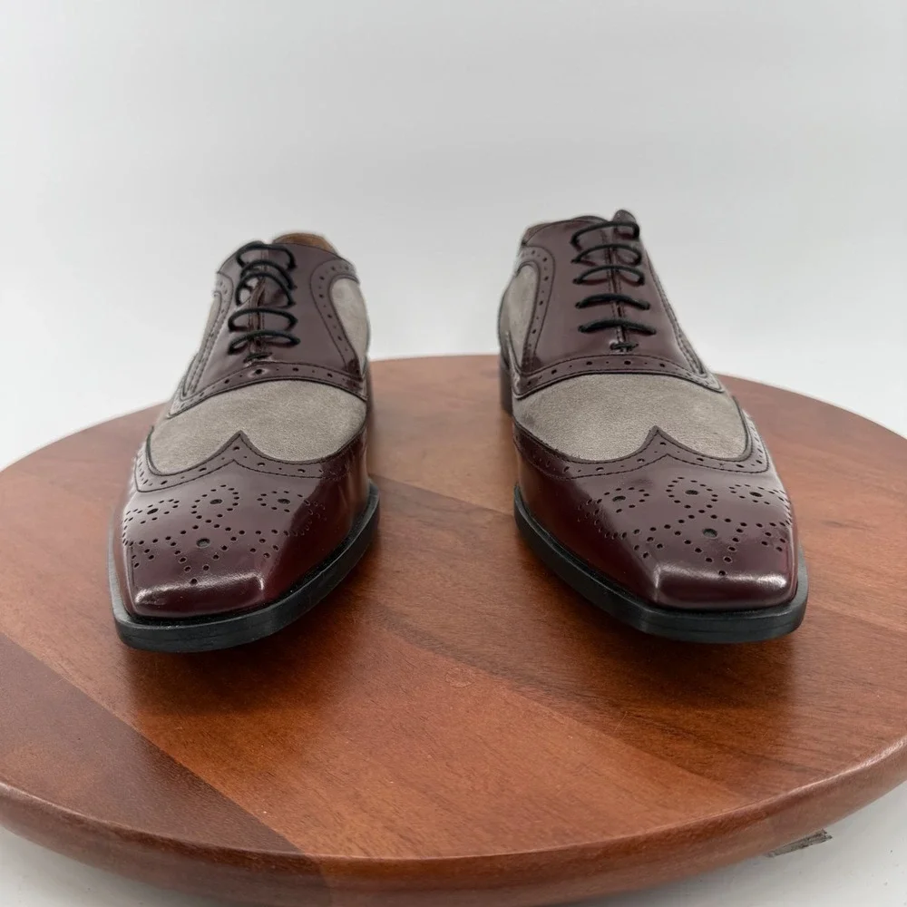 Paul Frederick Cuoio Wingtip Square Toe Oxford Dress Shoes  Italy Mens 12